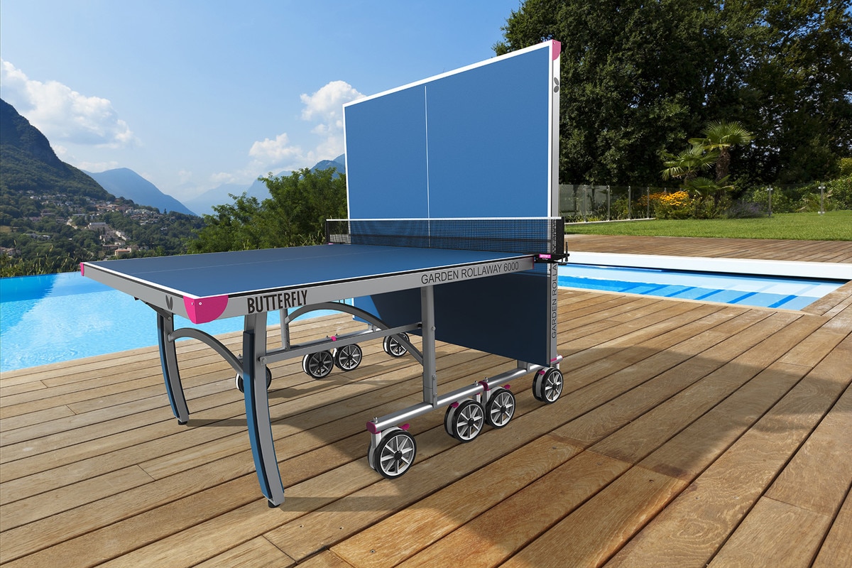 Butterfly Garden 46000 Outdoor Table: Blue Table Poolside in Playback Mode